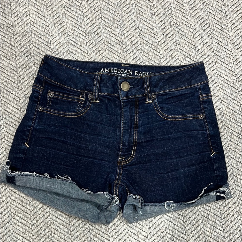 American Eagle Outfitters Women's Dark Blue Denim Shorts